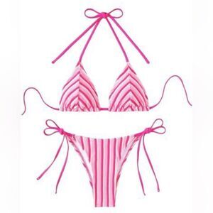 Falainetee Striped Bathing Suit Colorblock Textured, NWOT